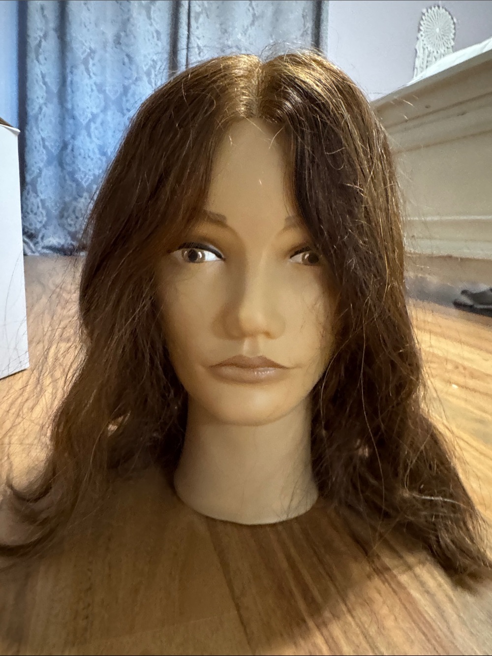 Solid Brown pivot point human hair mannequin head Josephine